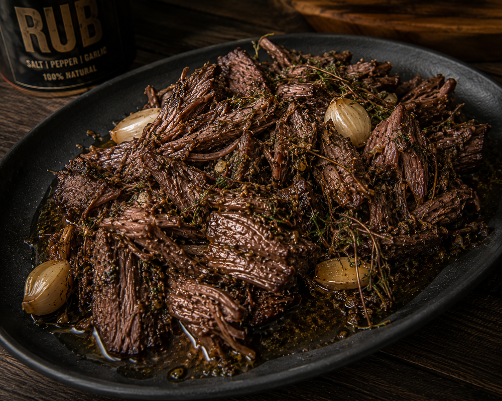 Slow Cooked Blade Steak with Garlic & Herbs